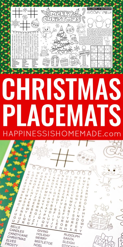 Printable Christmas Placemats for Kids - Happiness is Homemade