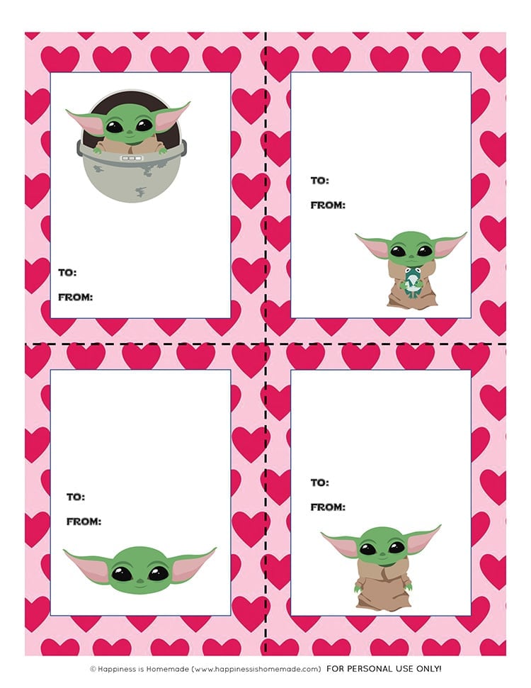 Free Printable Baby Yoda Valentines Happiness Is Homemade