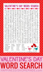 Valentine's Day Word Search Printable - Happiness is Homemade