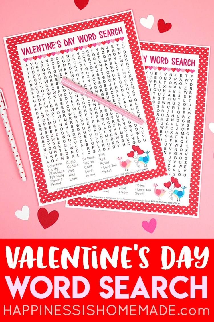 Valentine s Day Word Search Printable Happiness Is Homemade