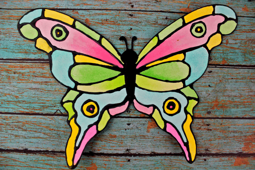 Easy (and FUN!) Art for Kids: Black Glue Butterflies 