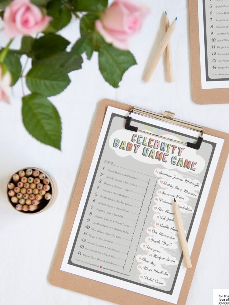 celebrity name game printable baby shower games