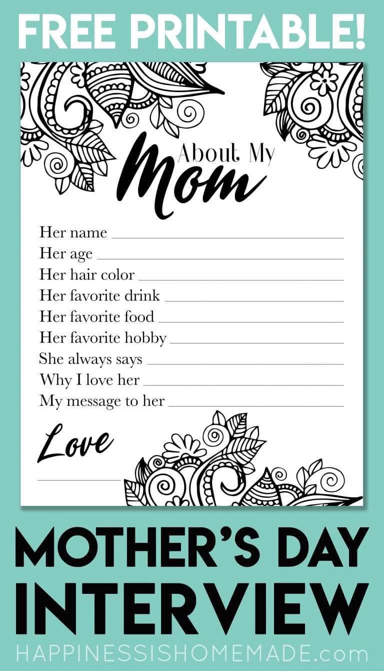 About My Mom: Mother's Day Printable - Happiness is Homemade