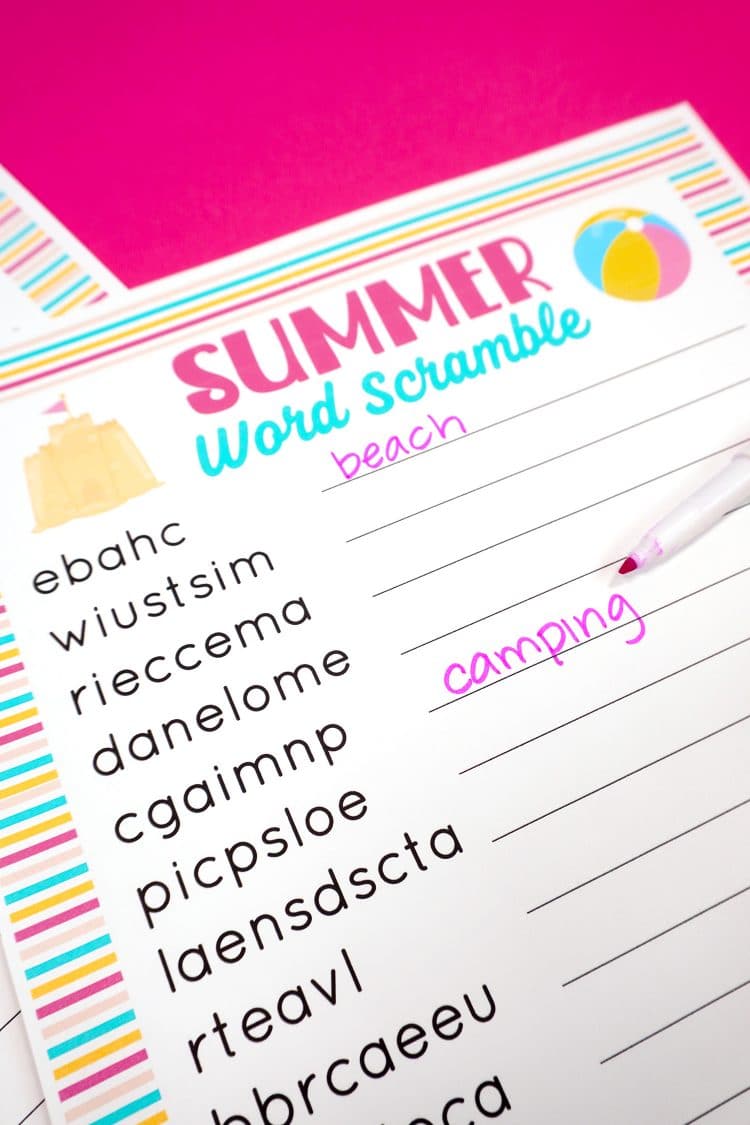 Summer Word Scramble Free Printable - Happiness is Homemade