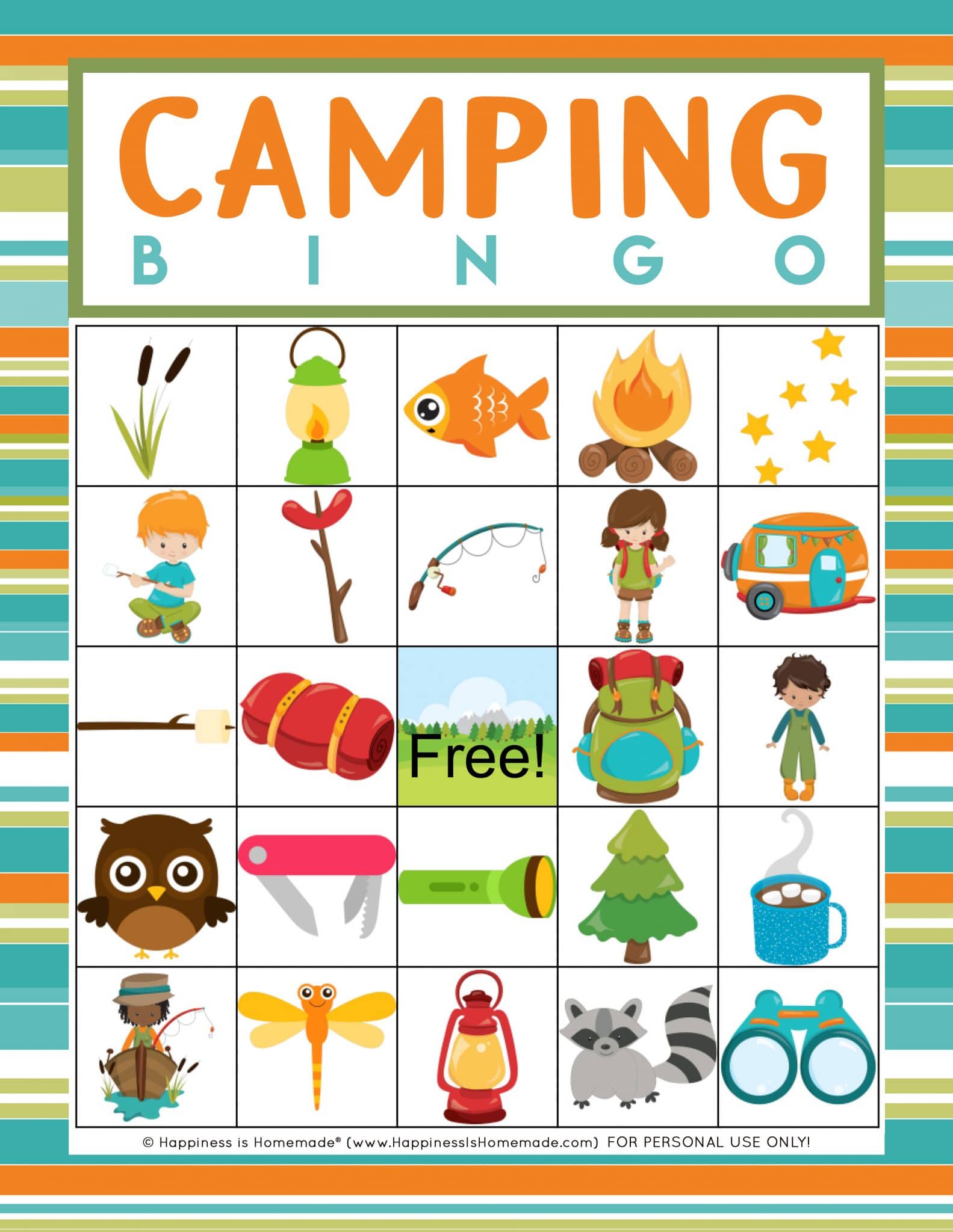 Camping Bingo Printable Printable Blank World