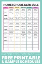 Daily Homeschool Schedule Samples - Happiness is Homemade