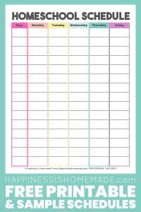 Homeschool Schedule Template: Free Printable - Happiness is Homemade