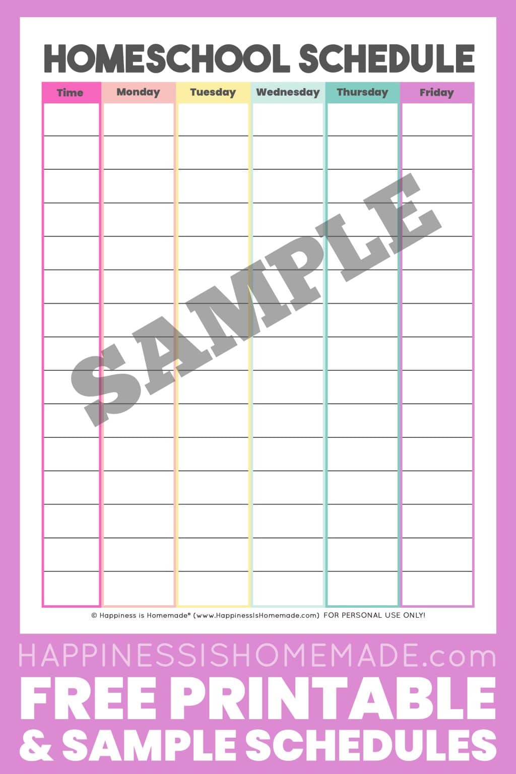 Homeschool Schedule Template: Free Printable - Happiness is Homemade