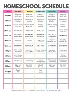 Daily Homeschool Schedule Samples - Happiness is Homemade