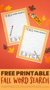 Fall Word Search Printable - Happiness is Homemade