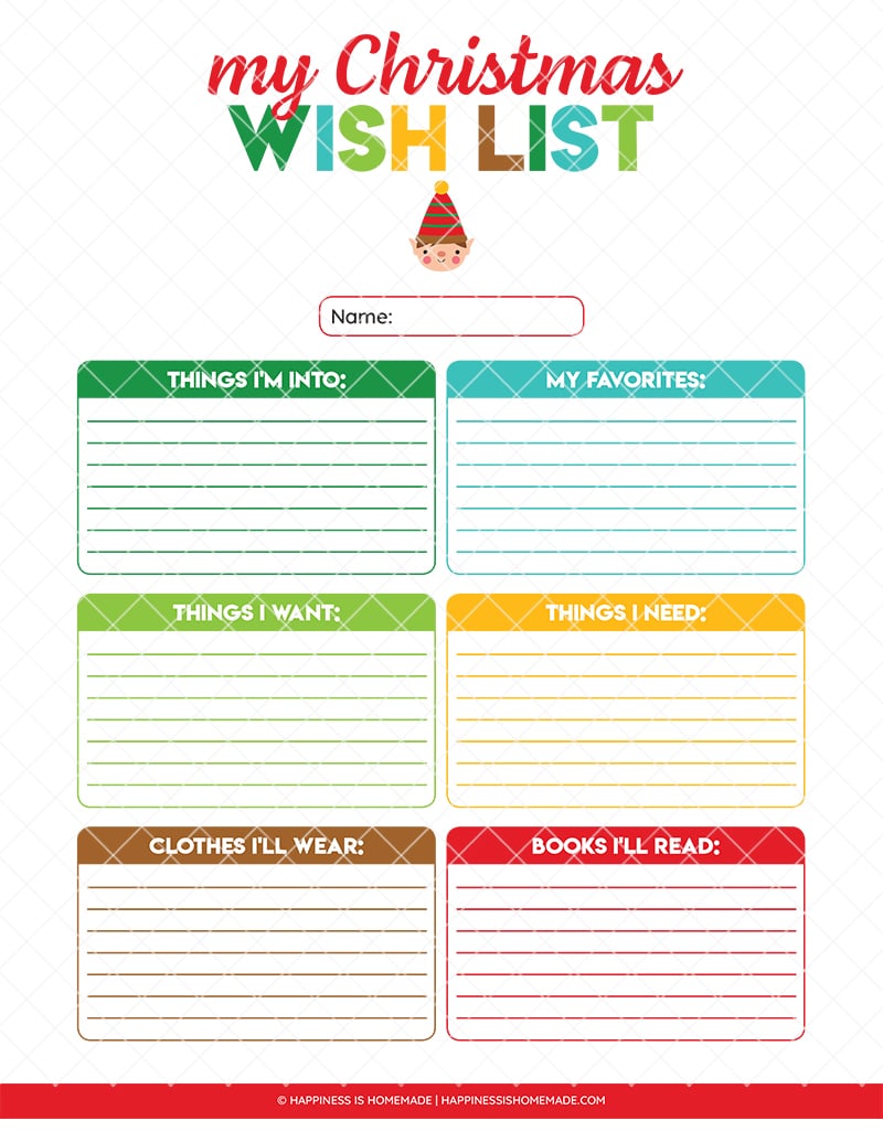 Printable Christmas Wish List for Kids & Adults Happiness is Homemade