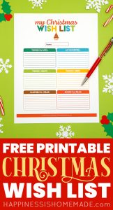 Printable Christmas Wish List for Kids & Adults - Happiness is Homemade