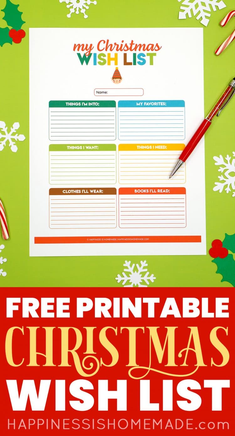 Printable Christmas Wish List for Kids &amp; Adults - Happiness is Homemade