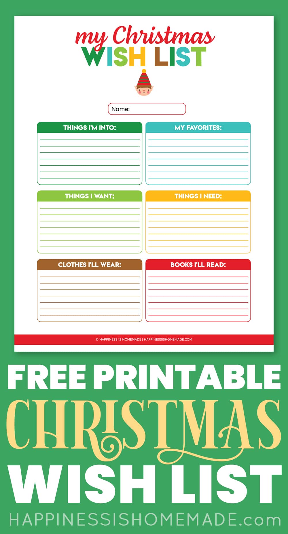 Printable Christmas Wish List For Kids Adults Happiness Is Homemade