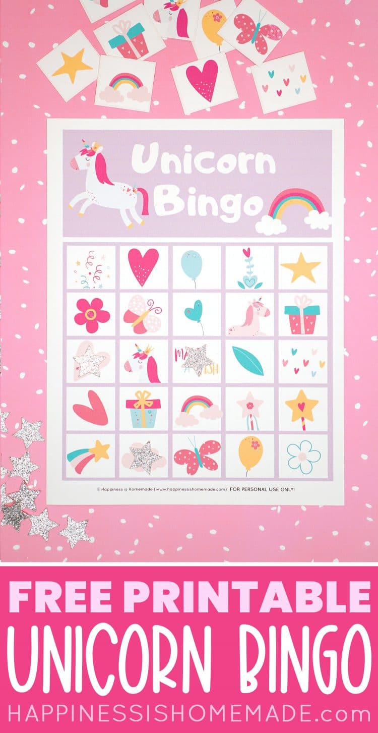 Free Printable Unicorn Bingo Game - Happiness is Homemade