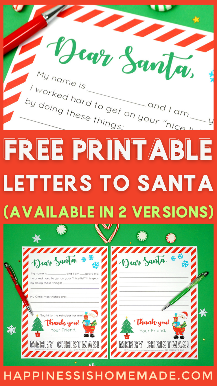 Free Printable Letter to Santa - Happiness is Homemade