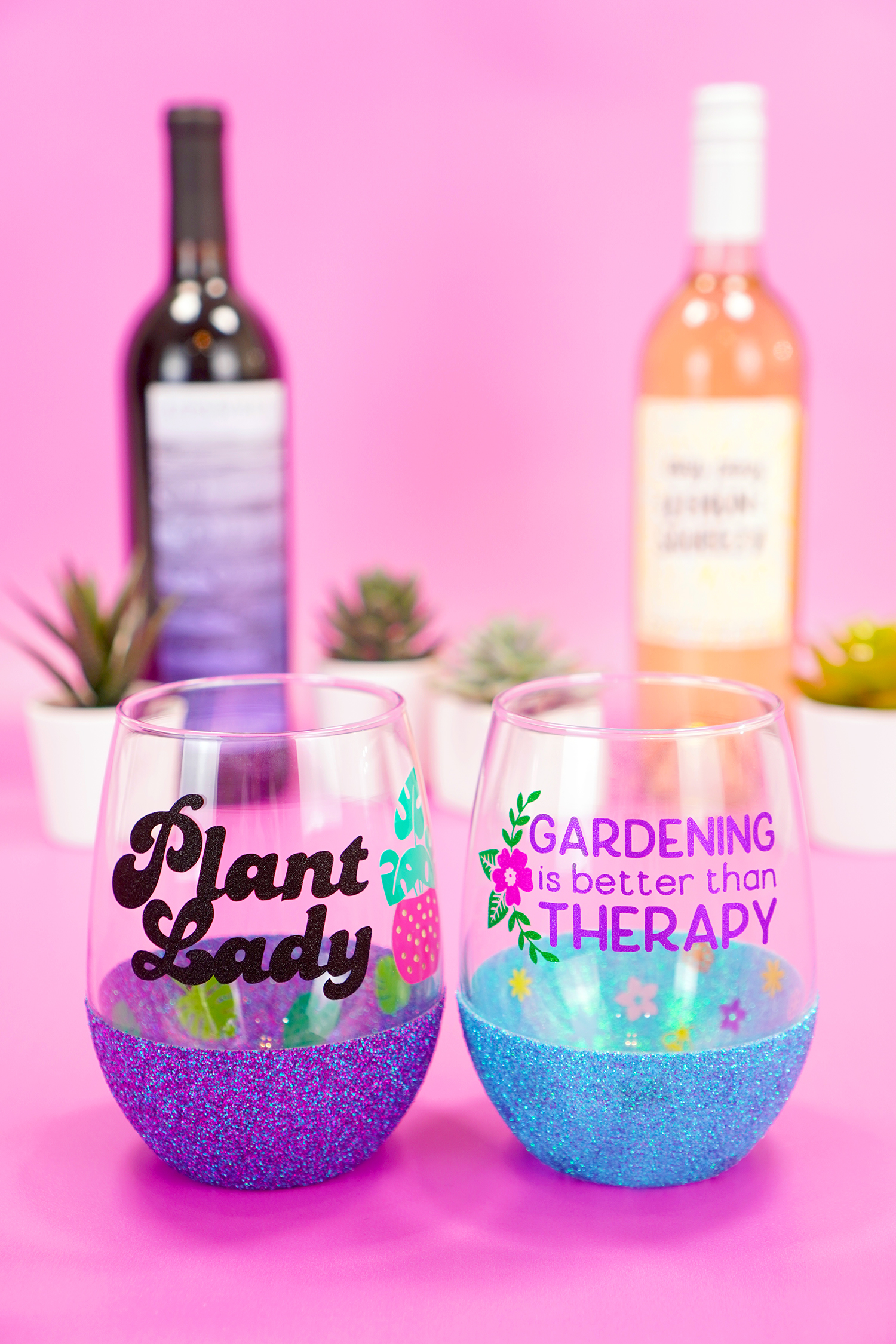 How to Make DIY Glitter Wine Glasses - Happiness is Homemade