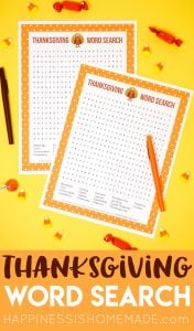 Thanksgiving Word Search Printable - Happiness is Homemade