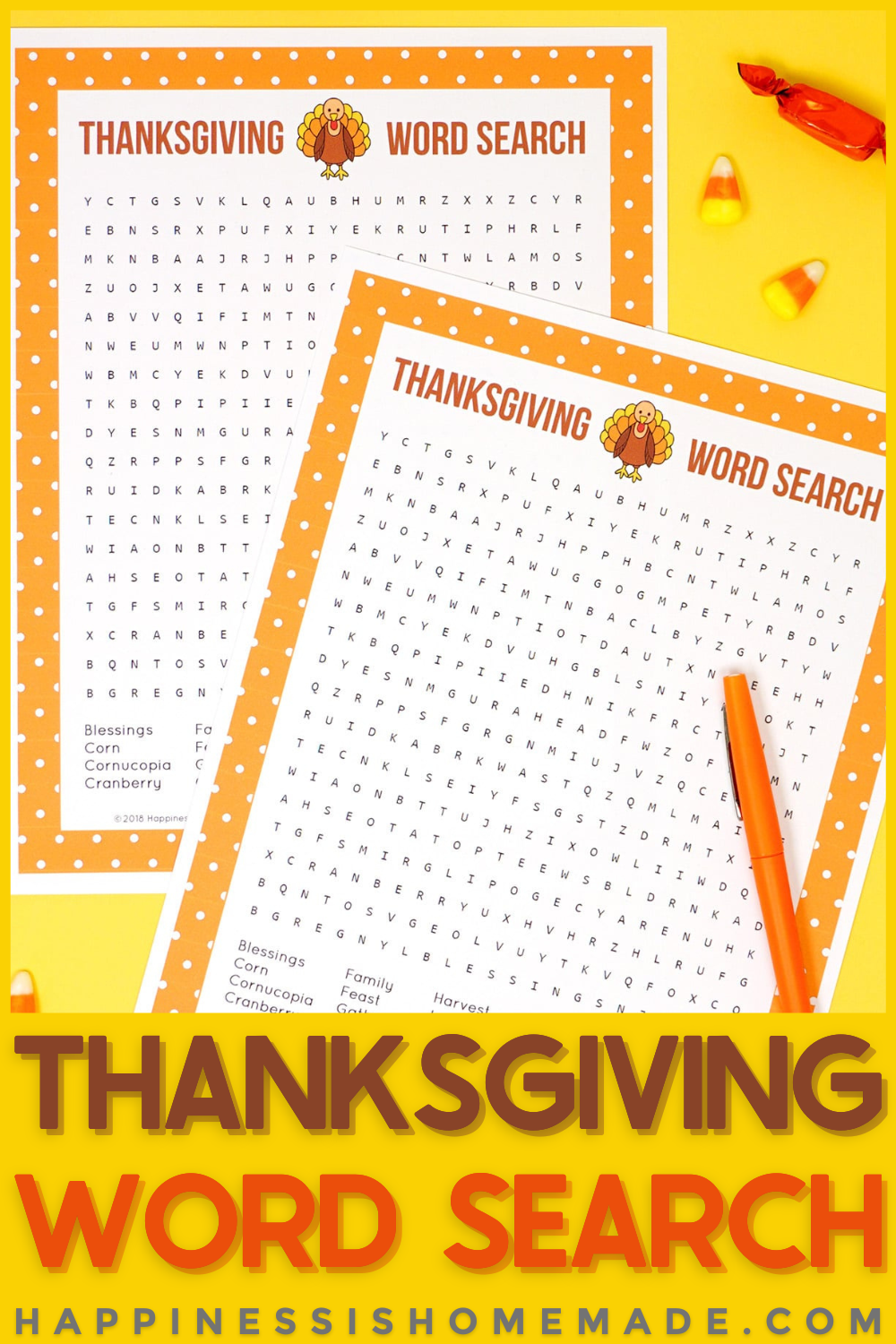 Thanksgiving Word Search Printable - Happiness is Homemade