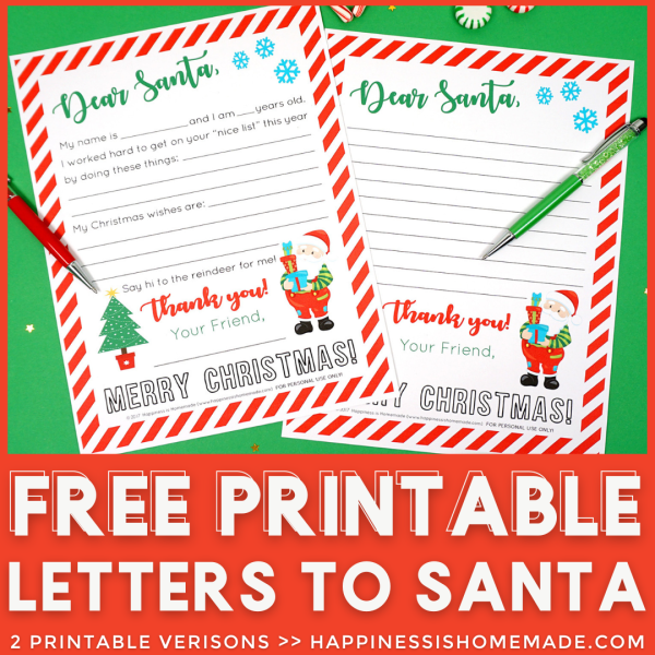 Free Printable Letter to Santa - Happiness is Homemade