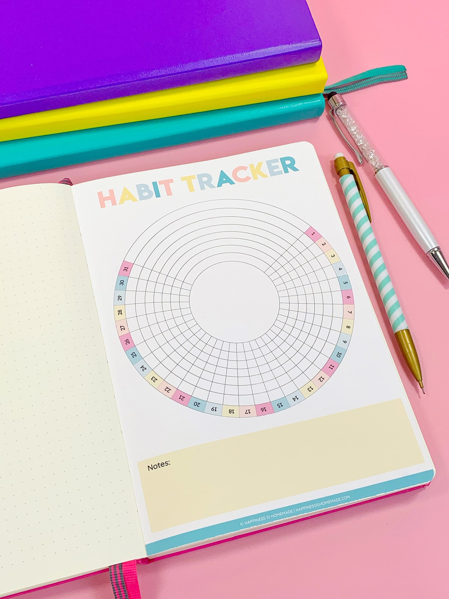 Monthly Circle Tracker Stencil for Journal and Planner, Wheel of Life  Layout Stencil 