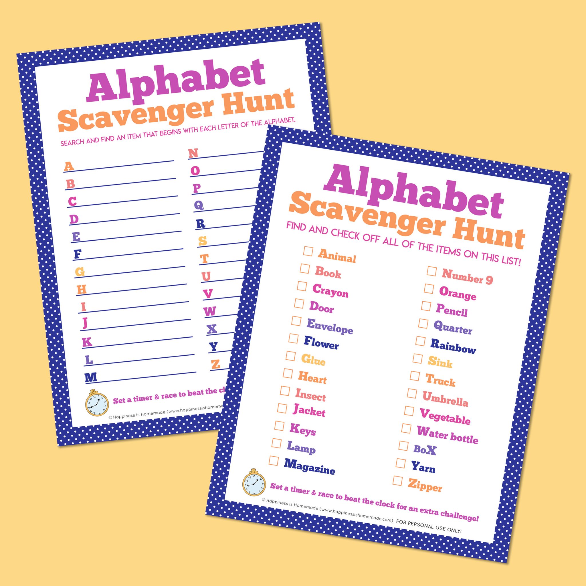 Printable Alphabet Scavenger Hunt - Happiness Is Homemade