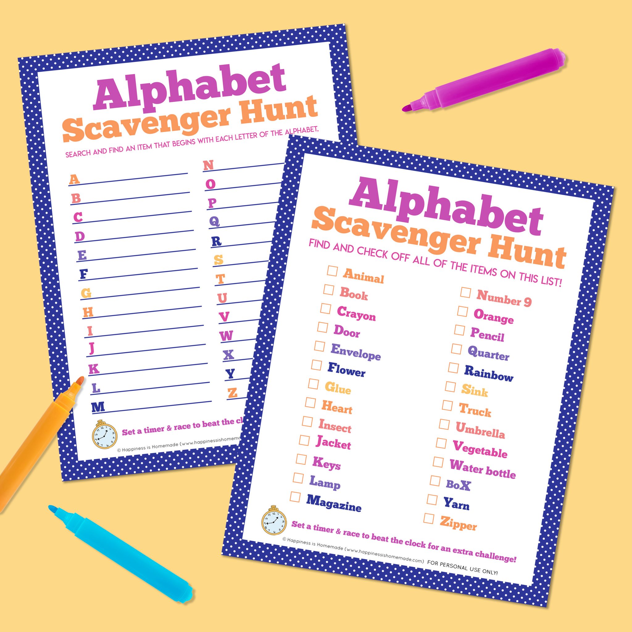 Printable Alphabet Scavenger Hunt - Happiness is Homemade