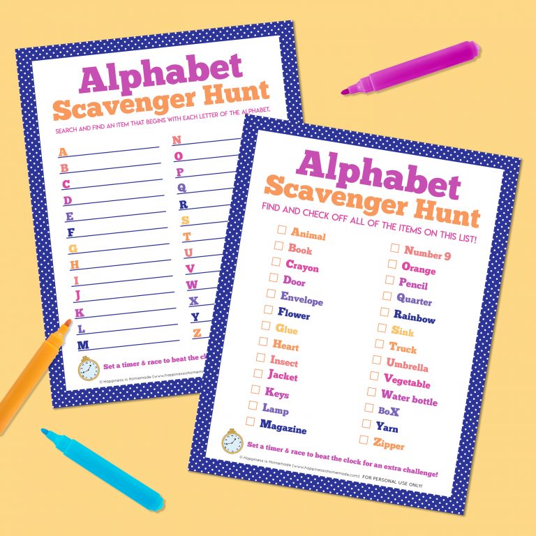 Printable Alphabet Scavenger Hunt - Happiness Is Homemade