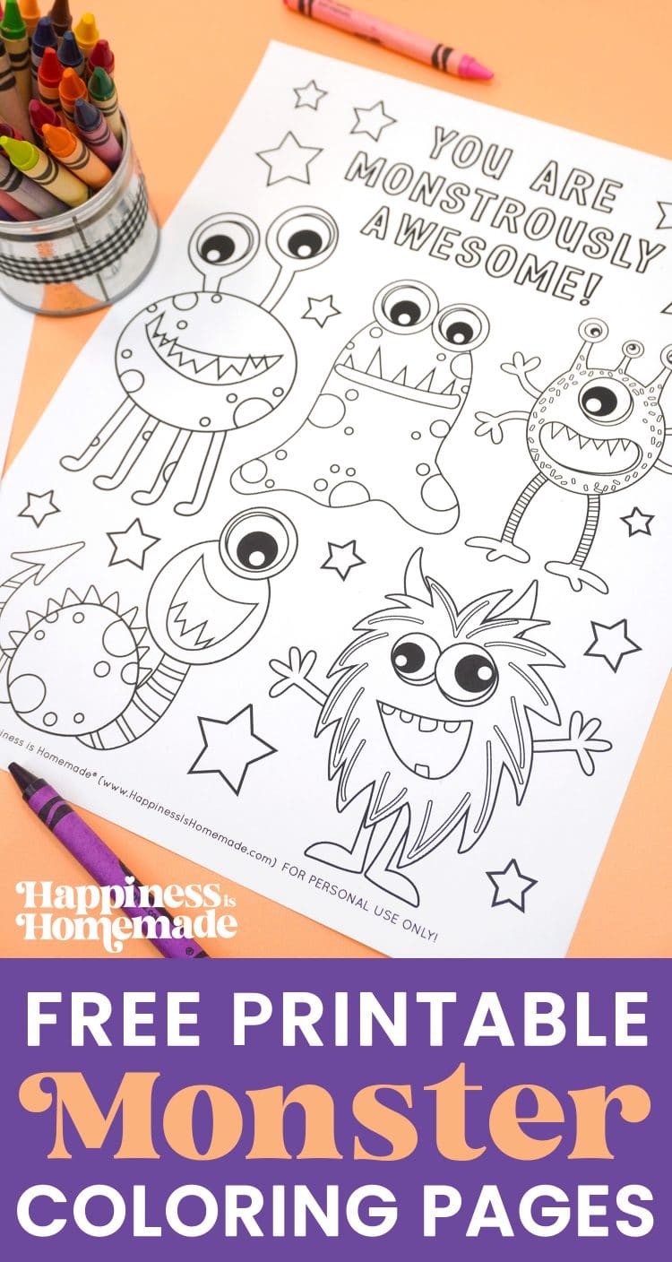 Monster Coloring Pages + Free Printables - Happiness is Homemade