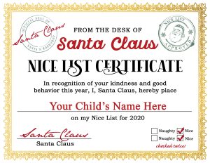 Free Printable Santa's Nice List Certificate - Happiness is Homemade