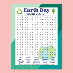 Earth Day Word Search - Free Printable - Happiness is Homemade