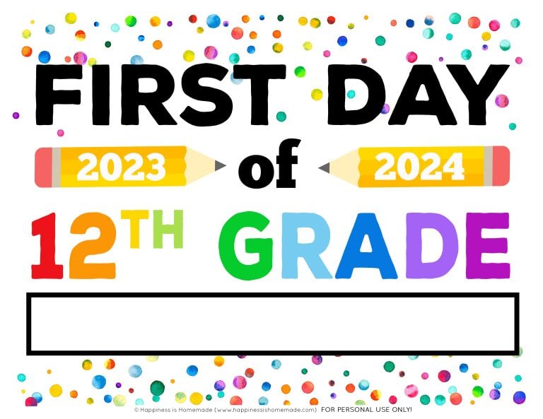 Free Printable First Day of School Signs 2023-24 - Happiness is Homemade