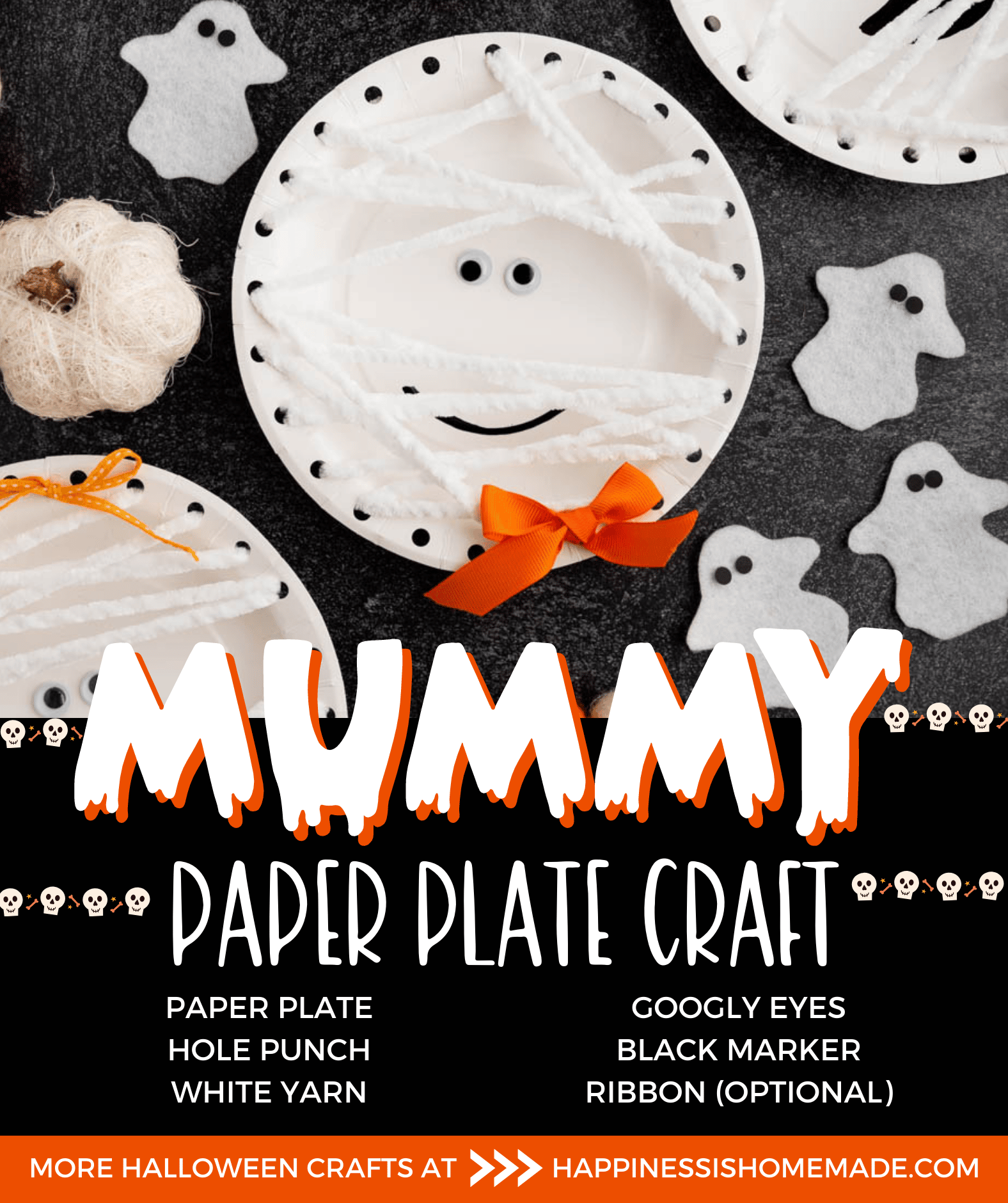 Mummy Paper Plate: Halloween Craft for Kids - Happiness is Homemade
