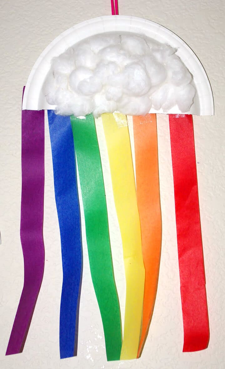 rainbow made from paper plate and streamers