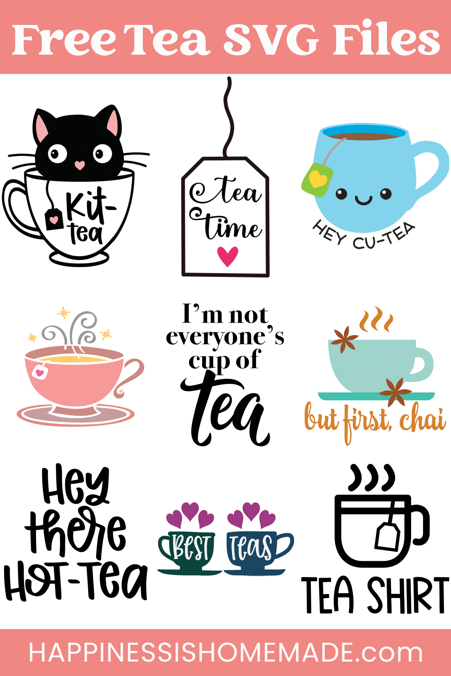 Tea Cups Stacked SVG cutting files for scrapbooking cute files cute clip  art tea clipart free