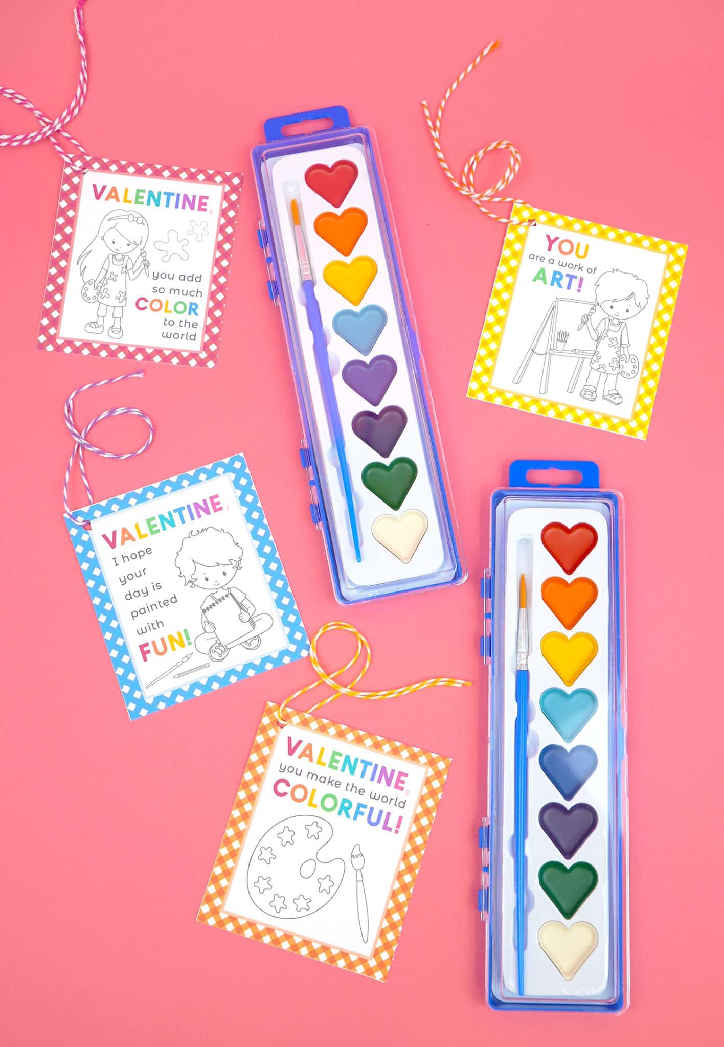 Free Printable Paint Valentines for Kids - Happiness is Homemade