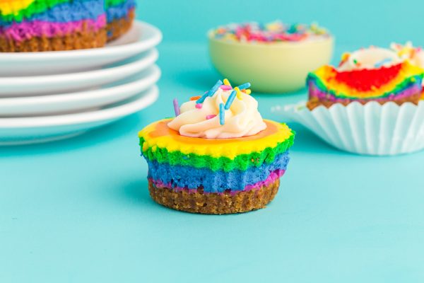 Mini Rainbow Cheesecakes - Happiness is Homemade