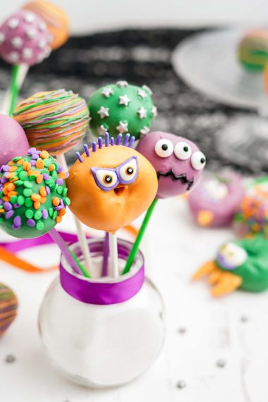 Monster Cake Pops from Donut Holes - Happiness is Homemade