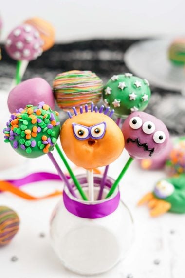 Monster Cake Pops from Donut Holes - Happiness is Homemade