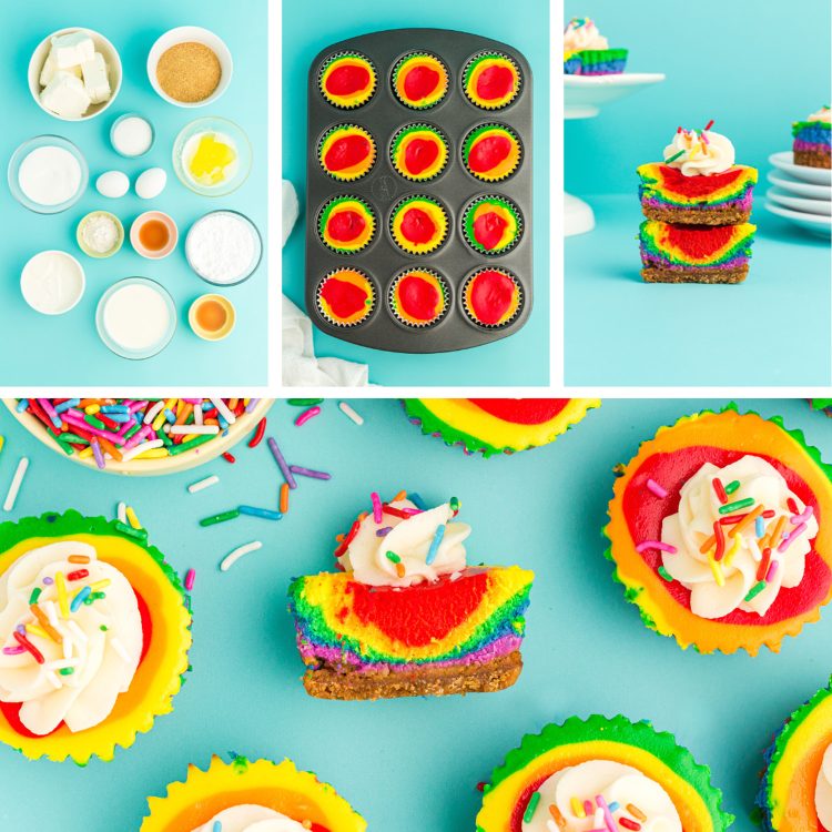 Mini Rainbow Cheesecakes - Happiness is Homemade