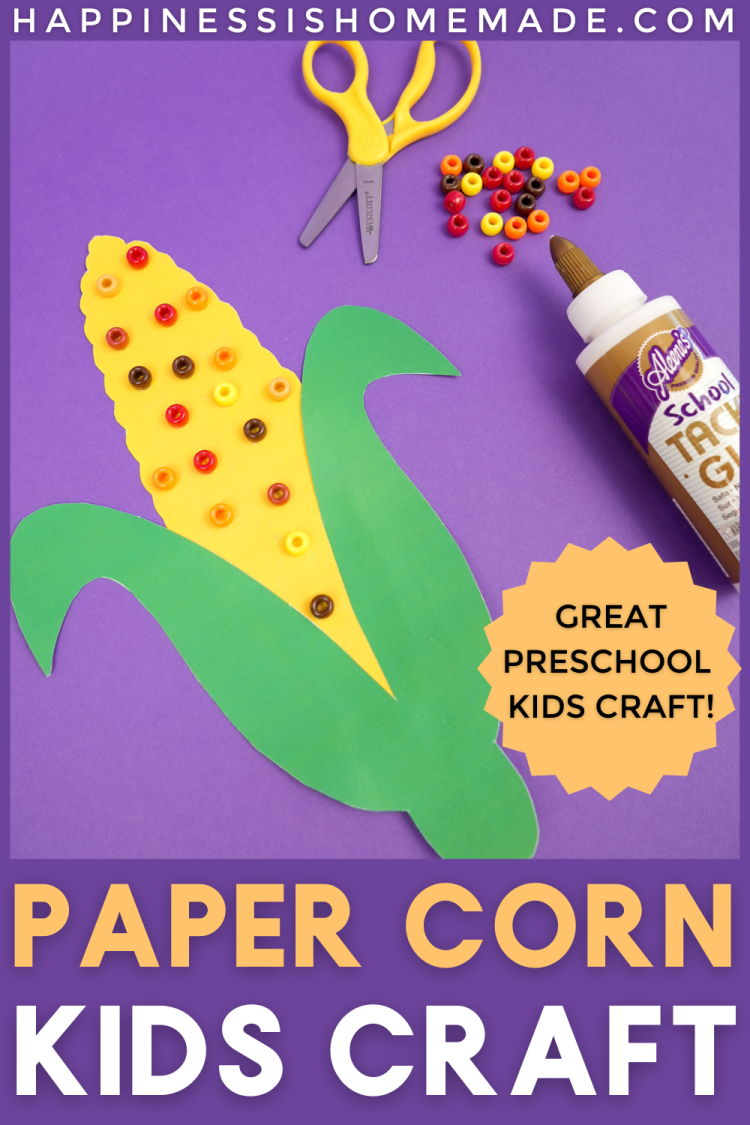 Fall Preschool Craft: Paper Beaded Corn - Happiness is Homemade