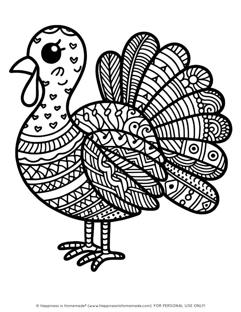 60+ FREE Thanksgiving Coloring Pages for Adults & Kids - Happiness is ...