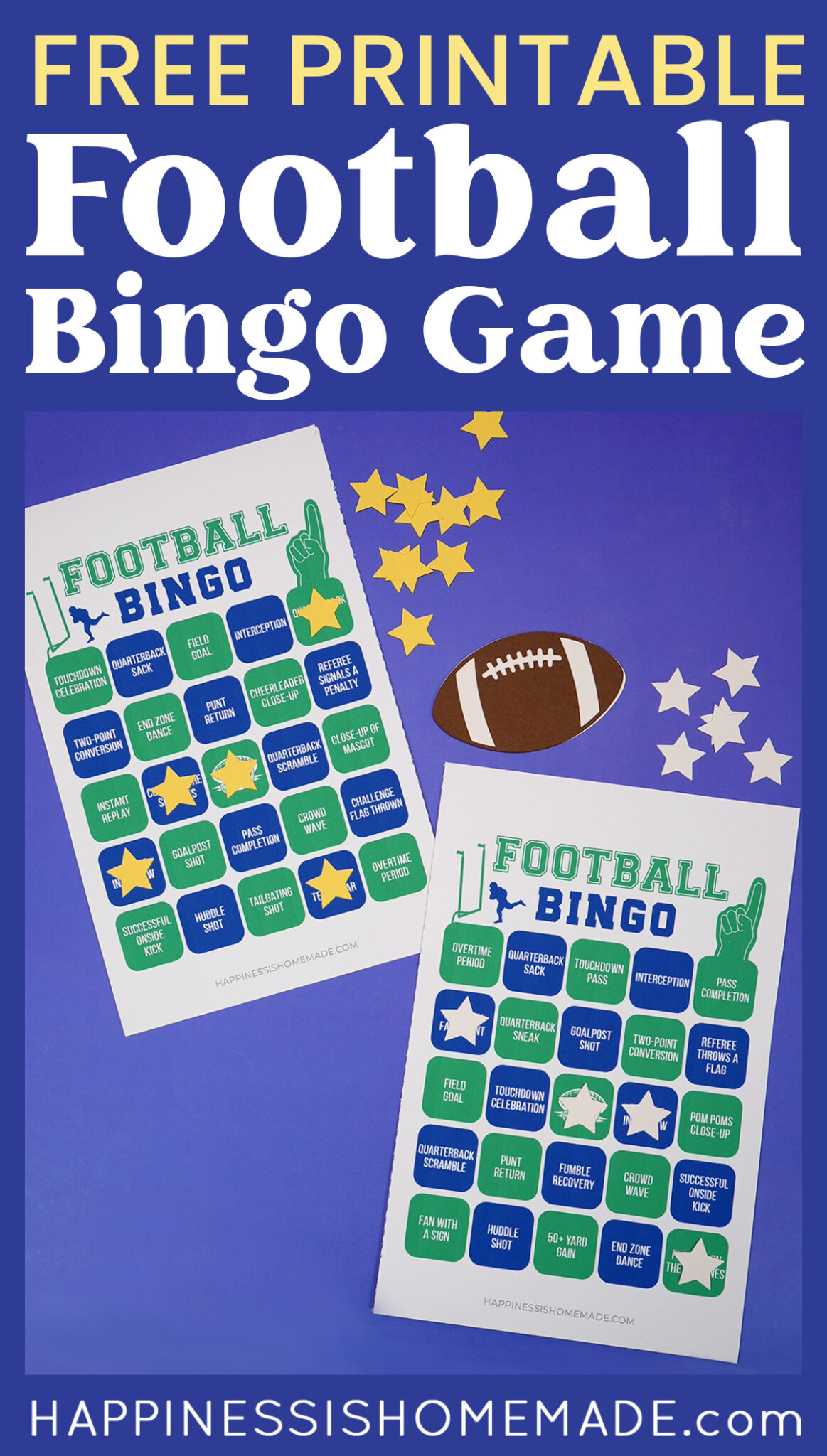 Free Printable Football Bingo Game Cards - Happiness is Homemade