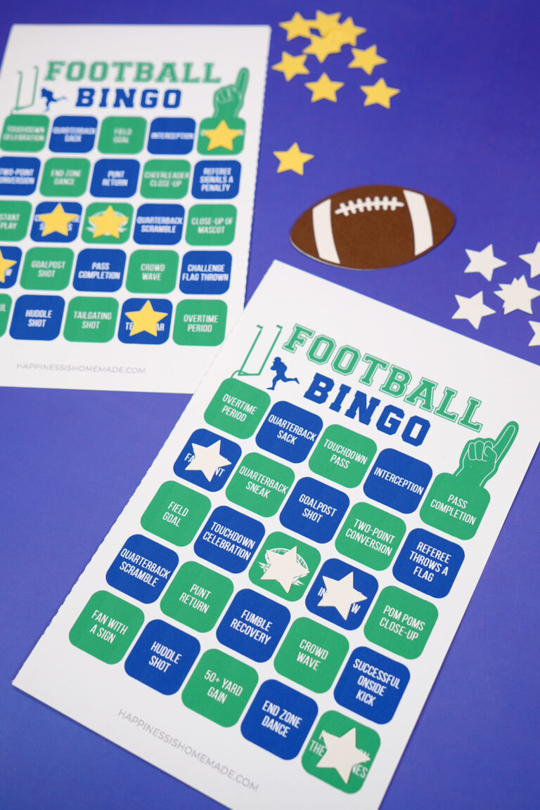 Free Printable Football Bingo Game Cards - Happiness is Homemade