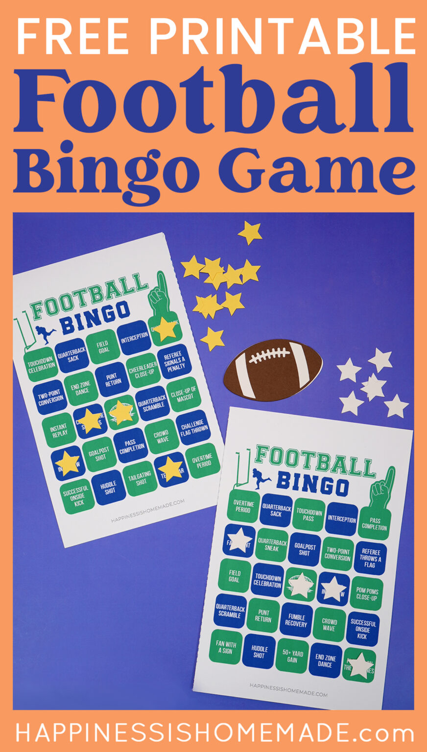 Free Printable Football Bingo Game Cards - Happiness is Homemade