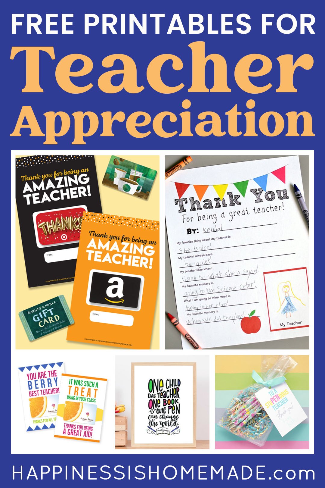 20+ Teacher Appreciation Printables - Happiness is Homemade