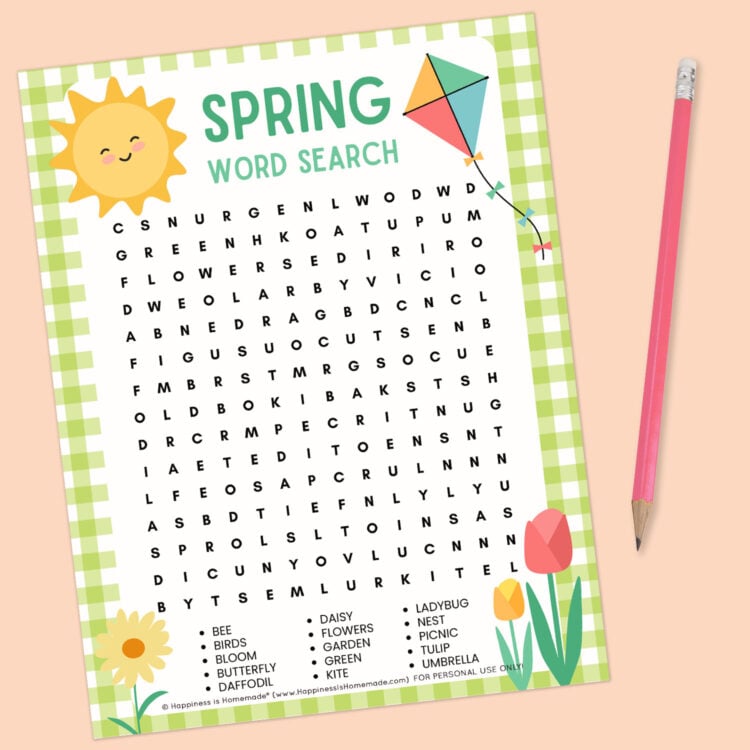 Free Printable Spring Word Search Puzzle - Happiness is Homemade