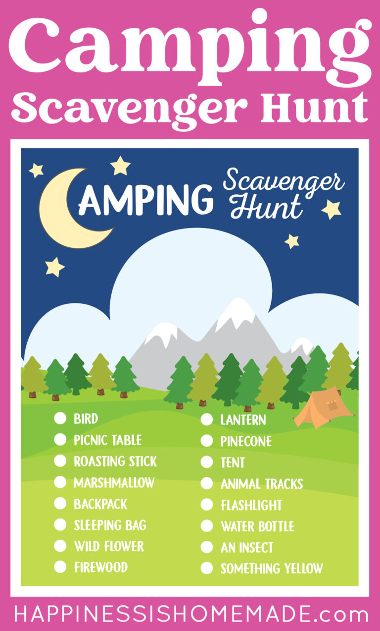 Free Camping Scavenger Hunt Printable - Happiness is Homemade