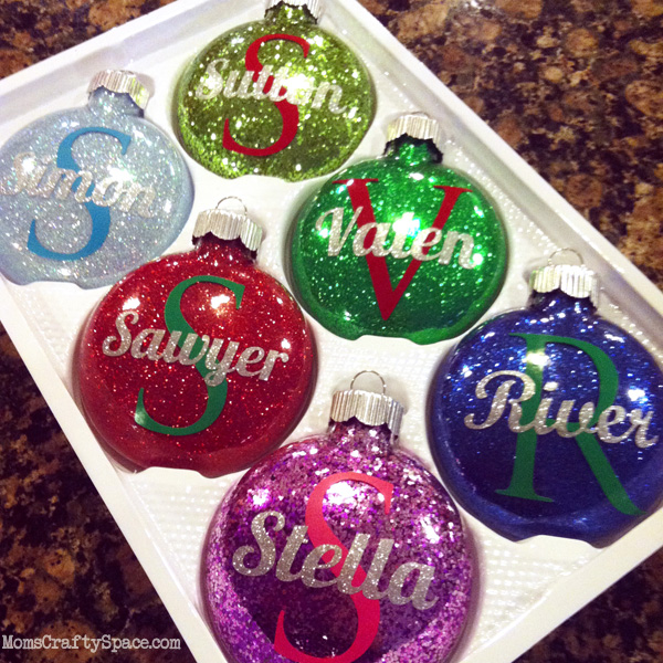 Personalized Glitter Ornaments - Happiness is Homemade